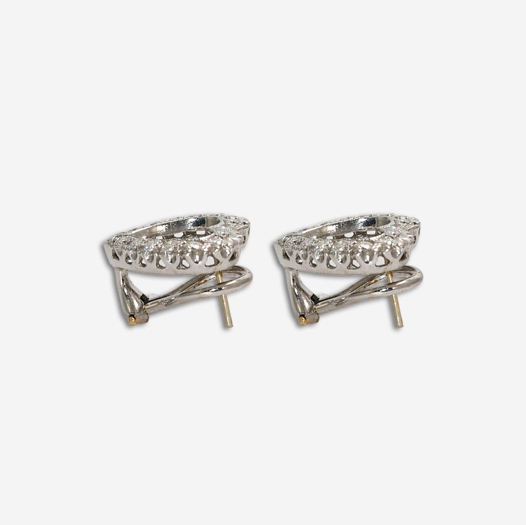 14K Weißgold Diamant-Herz-Ohrringe 1,00tdw (Rundschliff)