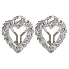 14K White Gold Diamond Heart Earrings 1.00tdw