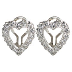 14K Weißgold Diamant-Herz-Ohrringe 1,00tdw