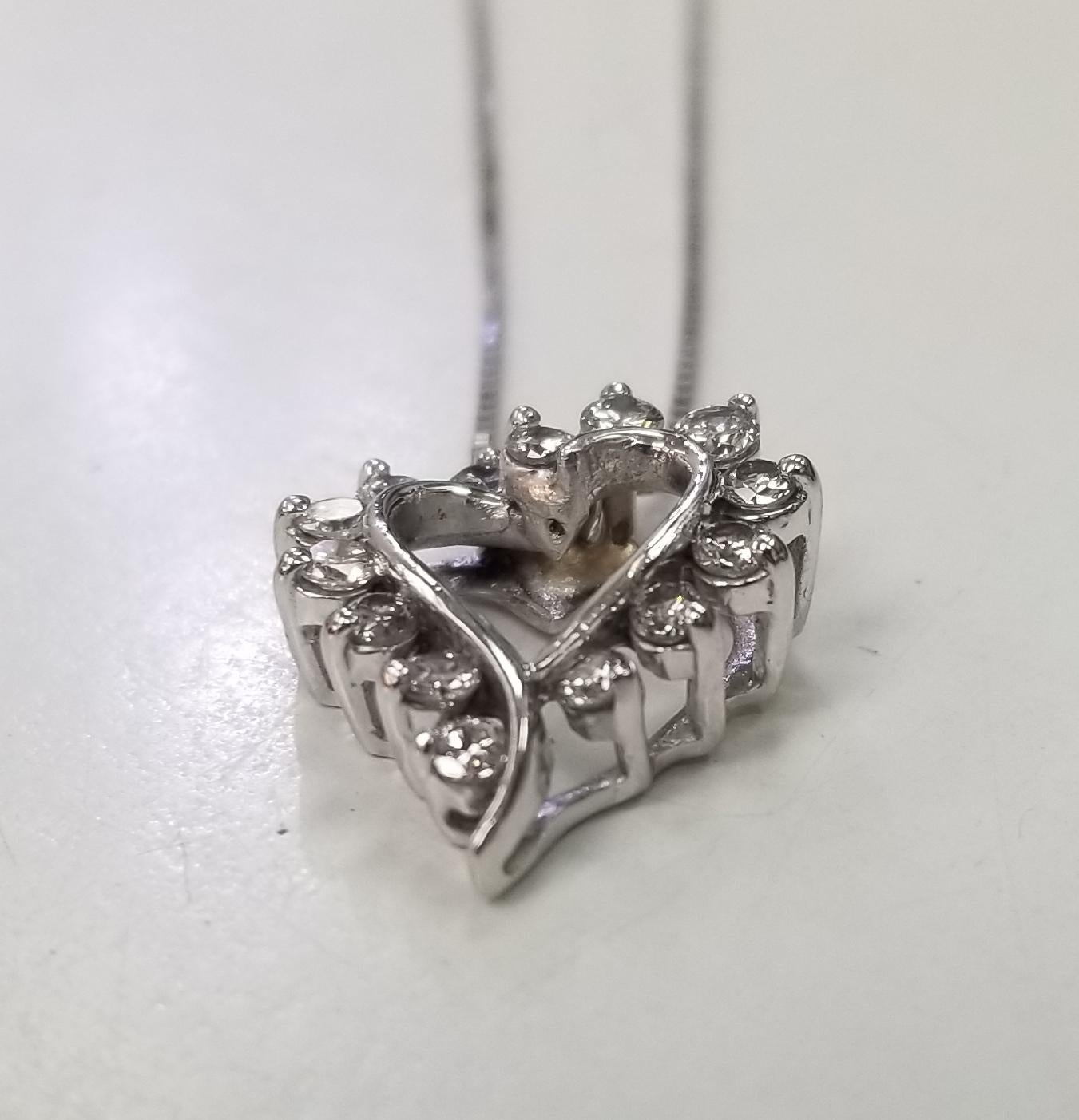 Total Carat Weight: .75pts.
Style:Chain
Base Metal:Gold
Diamond Clarity Grade:Slightly Included (VSI2-SI1)
Setting Style:Prong and Channel
Number of Gemstones:14
Type:Necklace
Cut Grade:Very Good
Main Stone Color:NEAR COLORLESS
Item Length:16