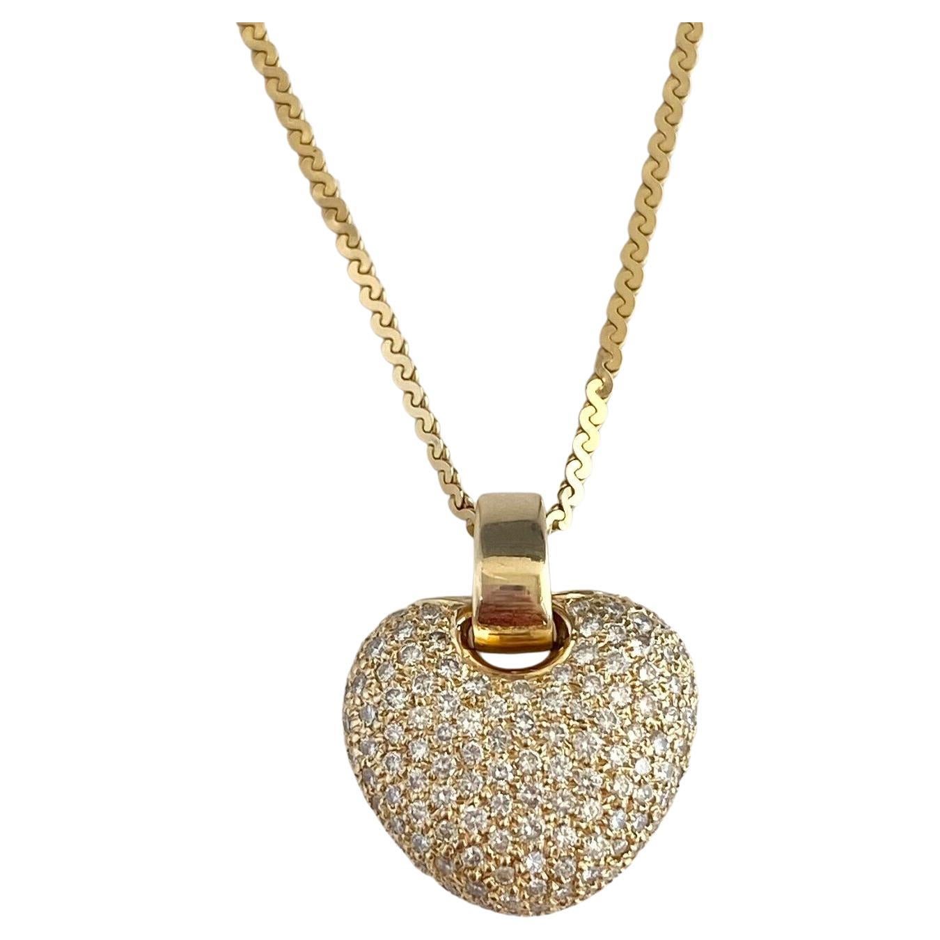 14k White Gold Diamond "Heart" Necklace For Sale