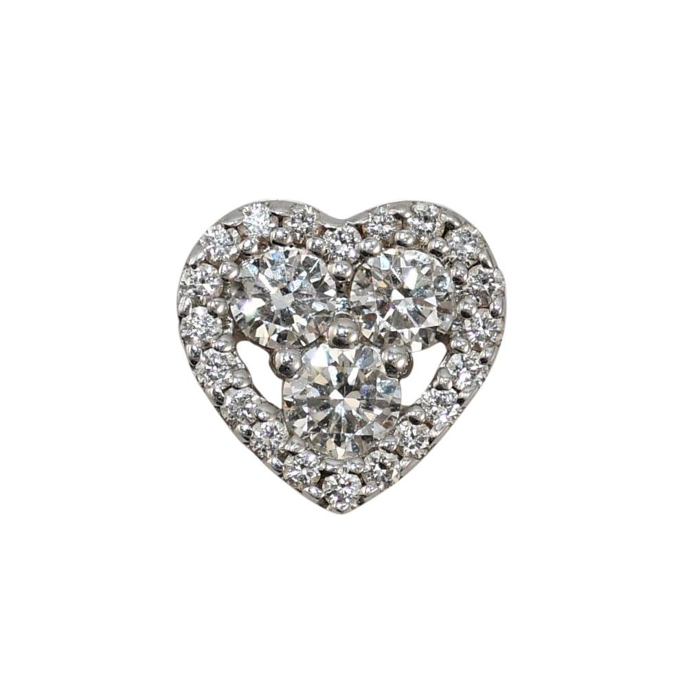 Ciondolo a cuore con diamante in oro bianco 14K 1,14ct