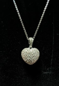 Colgante Corazón Diamante Oro Blanco 14k