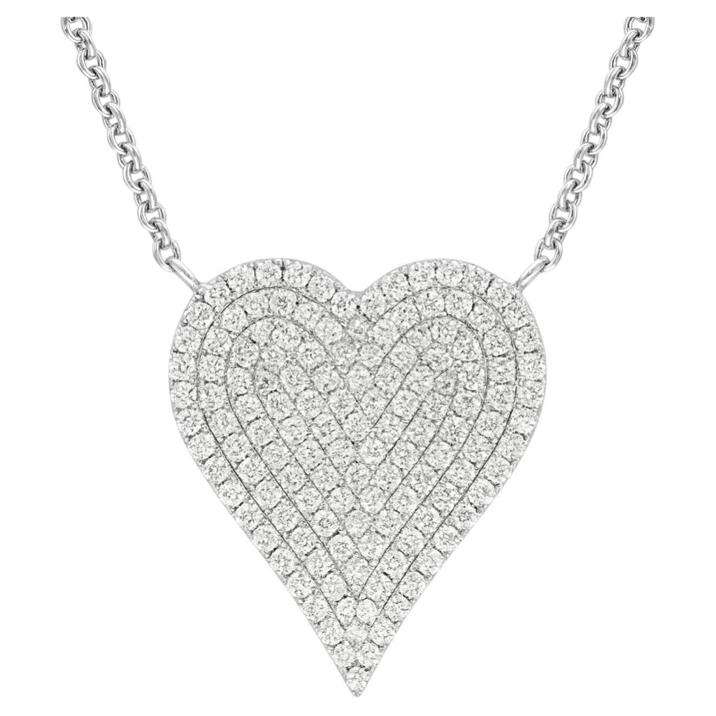 Colgante Corazón Diamante Oro Blanco 14K
