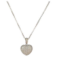 Pendentif cœur en or blanc 14k avec diamant