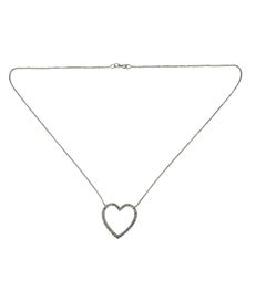 14K White Gold Diamond Heart Pendant Necklace #25570