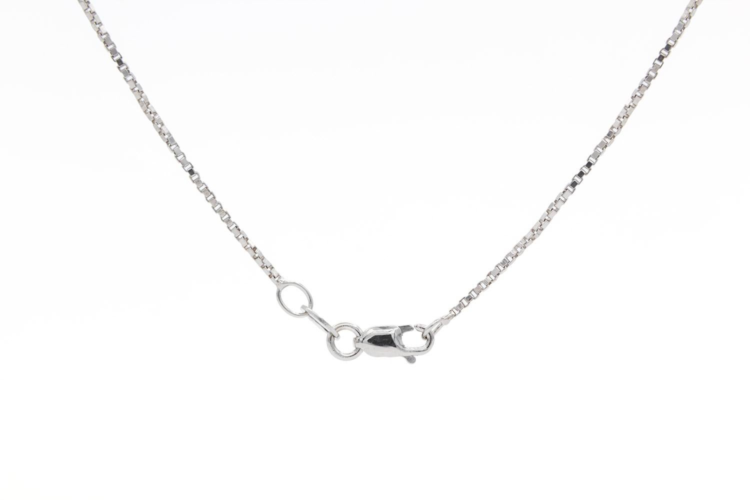 Contemporary 14k White Gold & Diamond Heart Silhouette Pendant Necklace For Sale