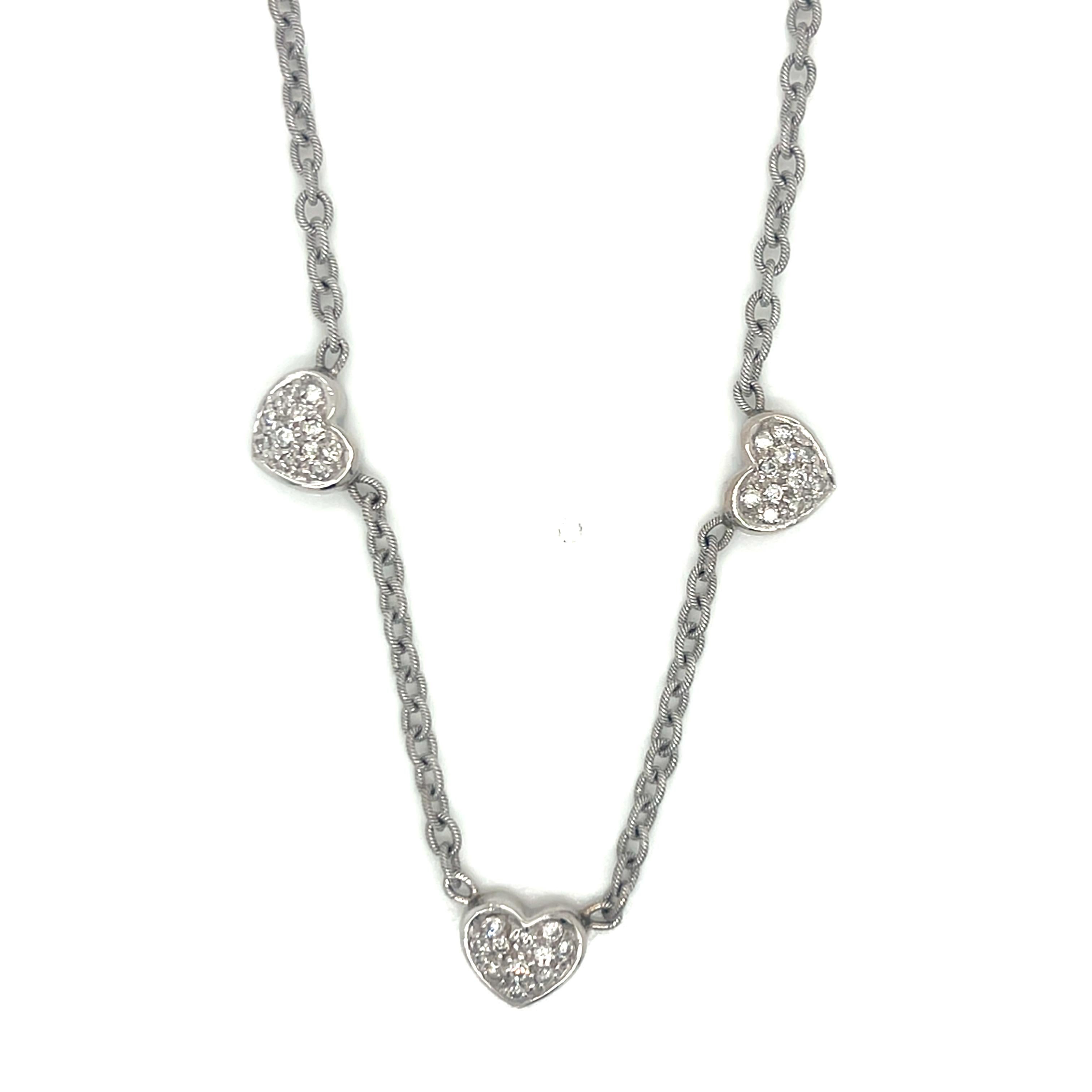 Collana con stazione di diamanti in oro bianco 14K In condizioni ottime in vendita a Boston, MA