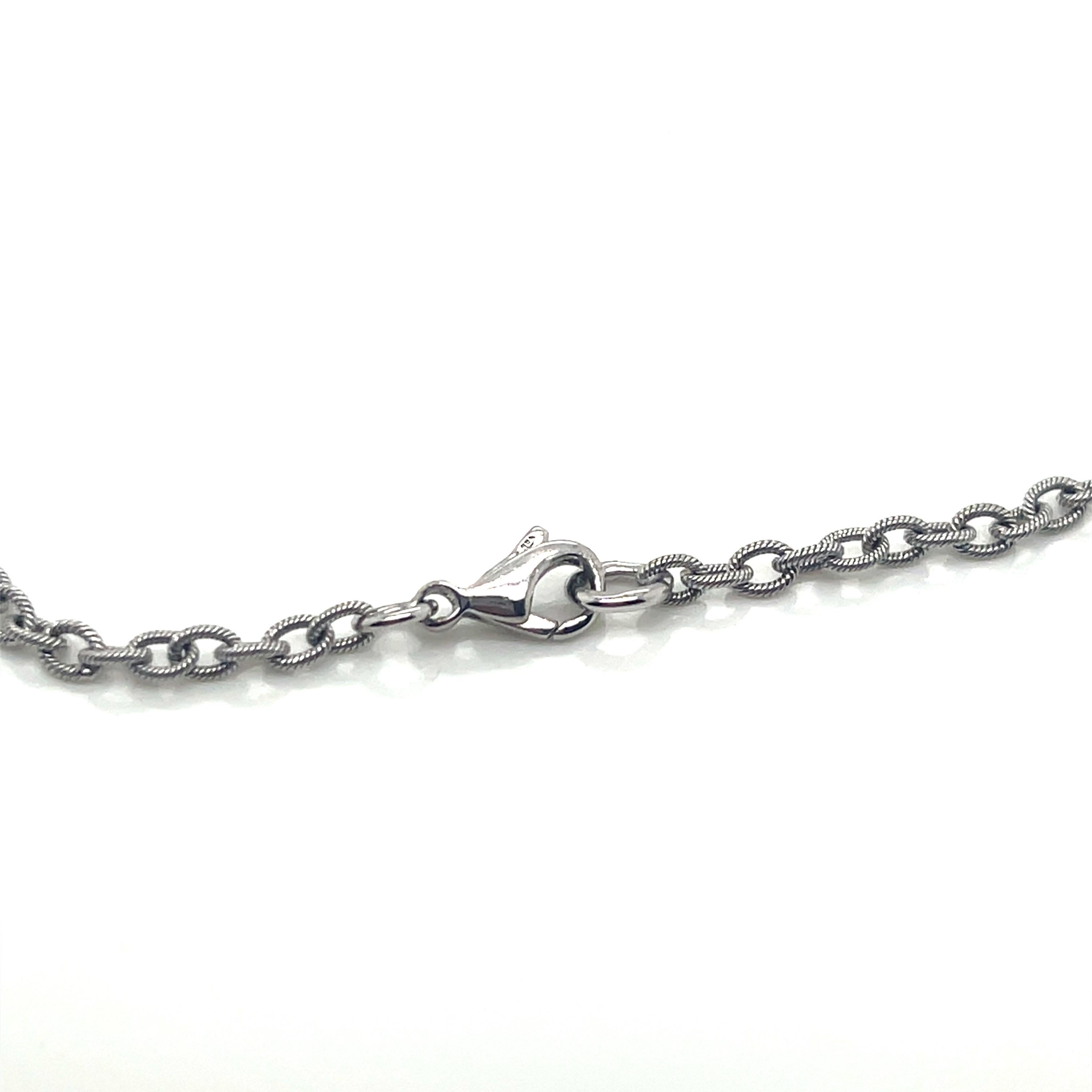 Collana con stazione di diamanti in oro bianco 14K in vendita 1