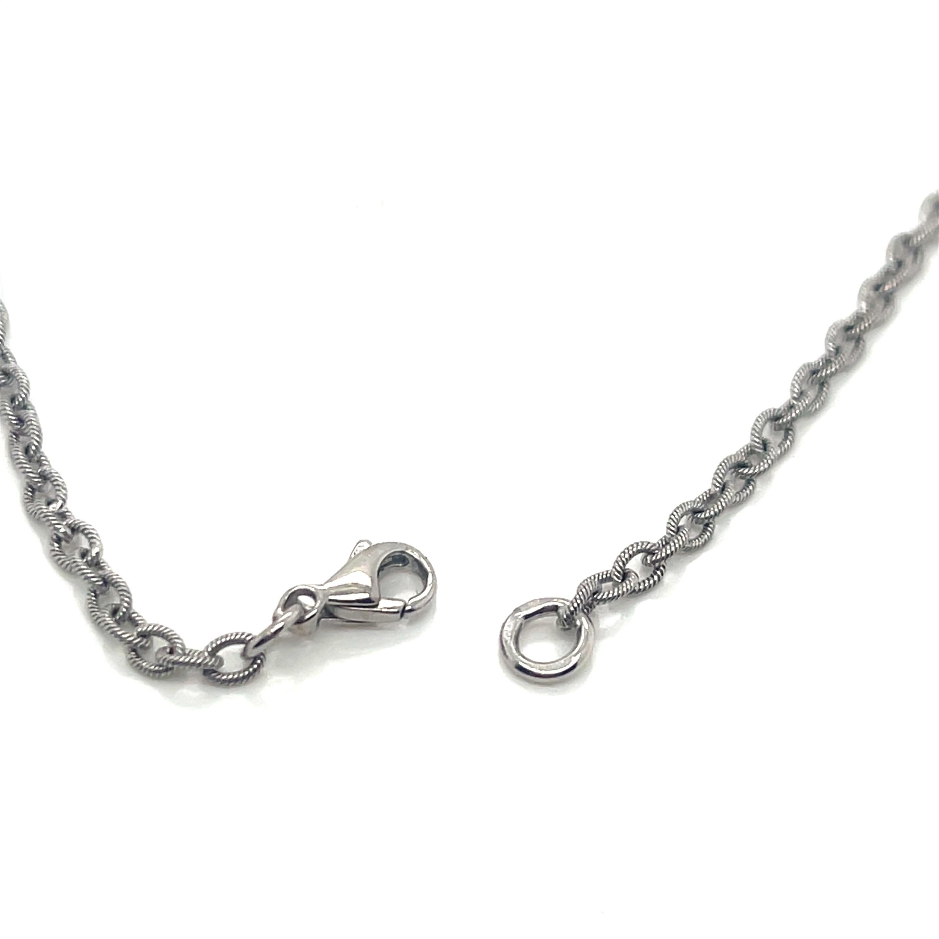 Collana con stazione di diamanti in oro bianco 14K in vendita 2