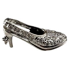 14K White Gold Diamond High Heel Shoe Charm #24164