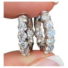 14k White Gold Diamond Hoop Earring 2.71cts