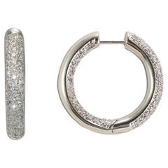 Créoles en or blanc 14 carats avec diamants 1,00 carat