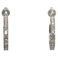 Vintage 14K White Gold Diamond Hoop Earrings 1.00TDW, 5.5gr