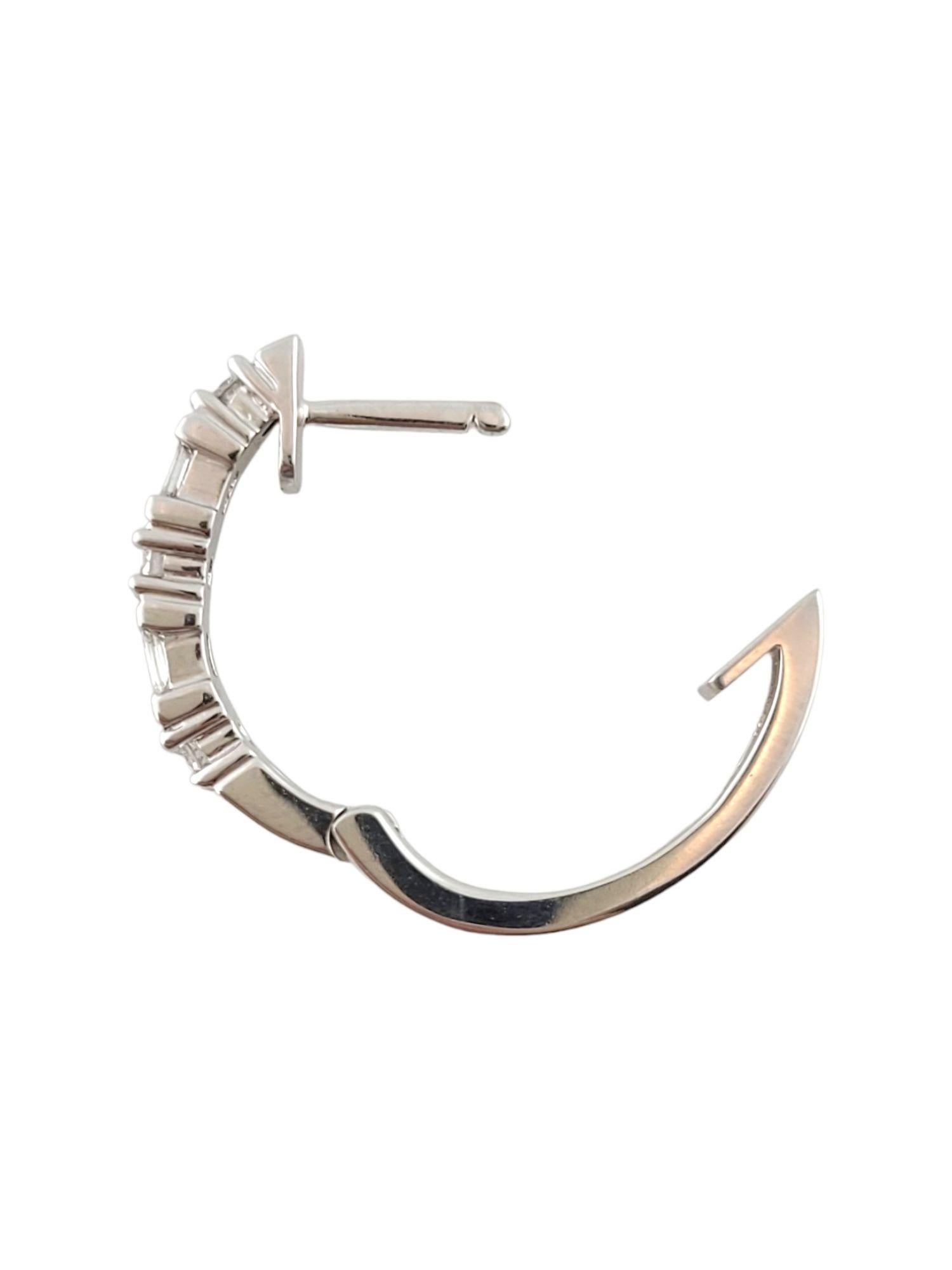 Baguette Cut  14K White Gold Diamond Hoop Earrings #14828 For Sale