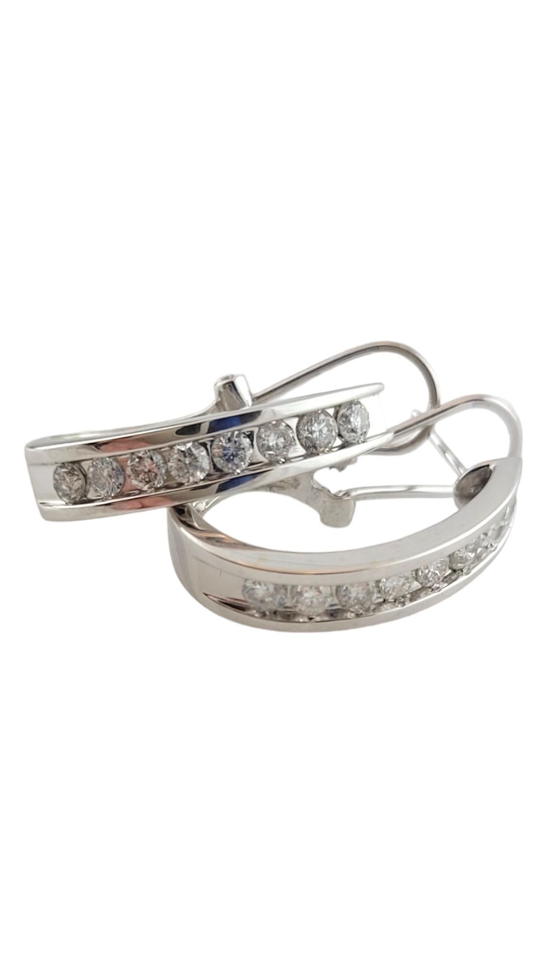 14K White Gold Diamond Hoop Earrings #16253 In Good Condition For Sale In Washington Depot, CT