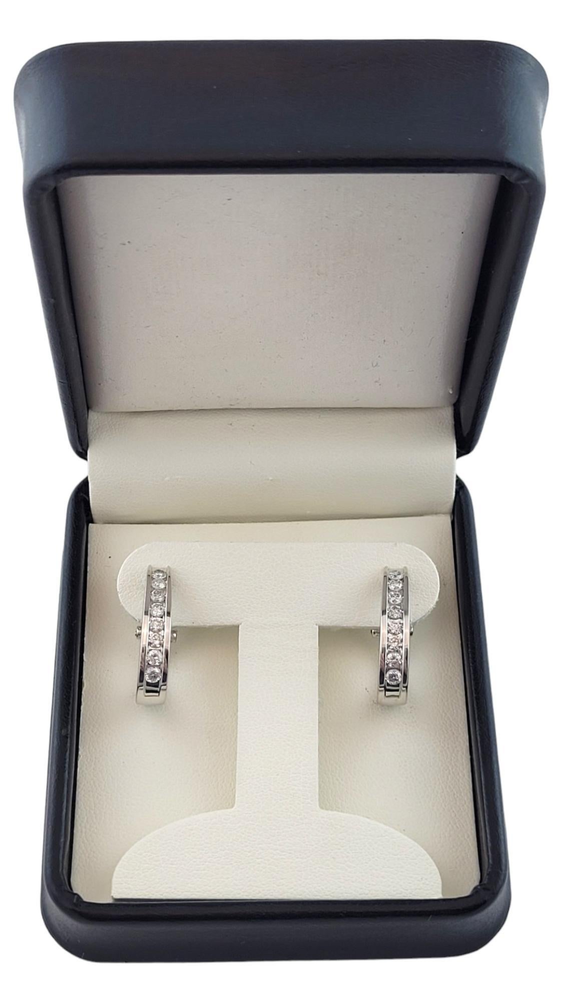 14K White Gold Diamond Hoop Earrings #16253 For Sale 3