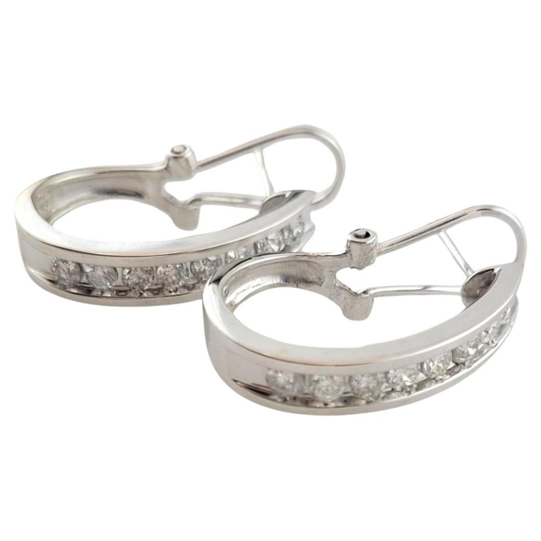14K White Gold Diamond Hoop Earrings #16253 For Sale