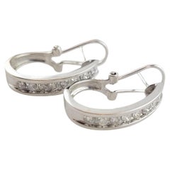 14K White Gold Diamond Hoop Earrings #16253