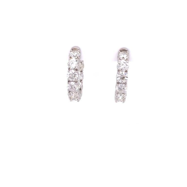 5.0 carat total weight diamond earrings crafted in 14 karat white gold. Each earring has 10 prong set round brilliant diamonds - totaling 20 diamonds. The diamonds are G-H Color and SI1-SI2 Clarity. The measurement of these earrings is 20 x 20 x