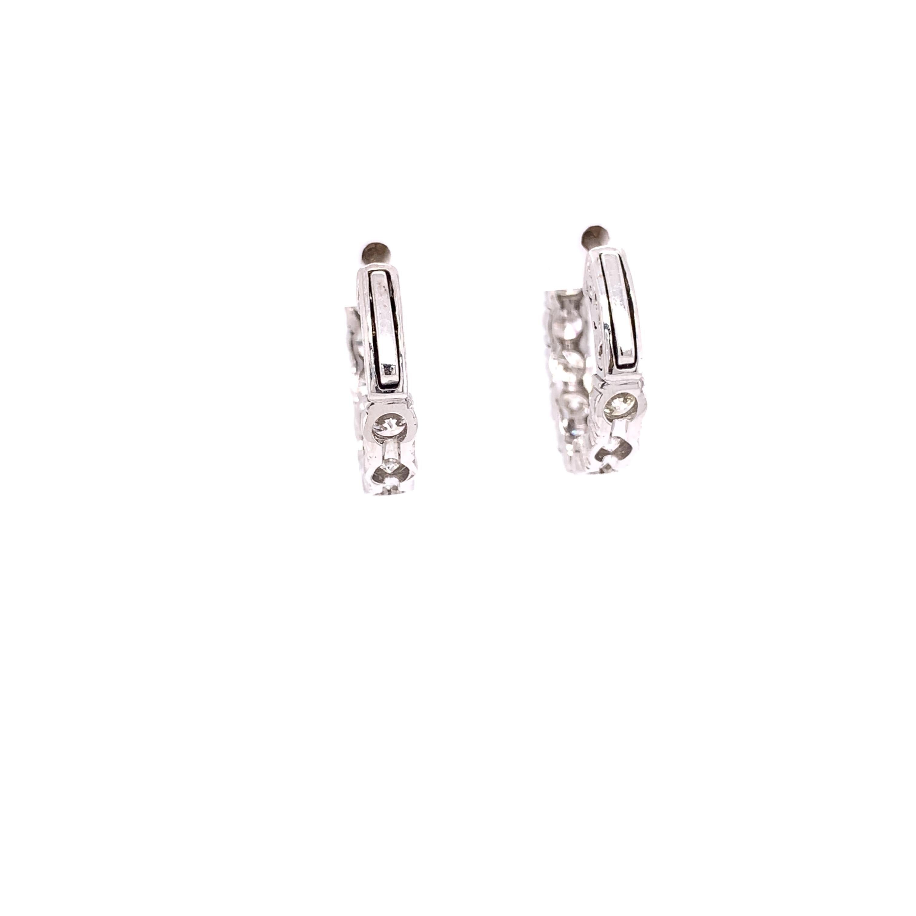 Modern 14k White Gold Diamond Hoop Earrings 5 Carats