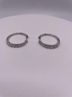 14k White Gold Diamond Hoop Earrings