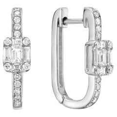 Boucles d'oreilles en or blanc 14K avec diamants