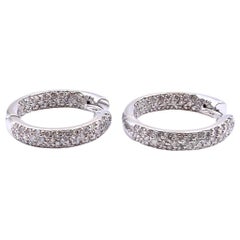 14 Karat White Gold Diamond Hoop Earrings