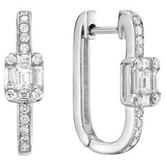 14K White Gold Diamond Hoop Earrings
