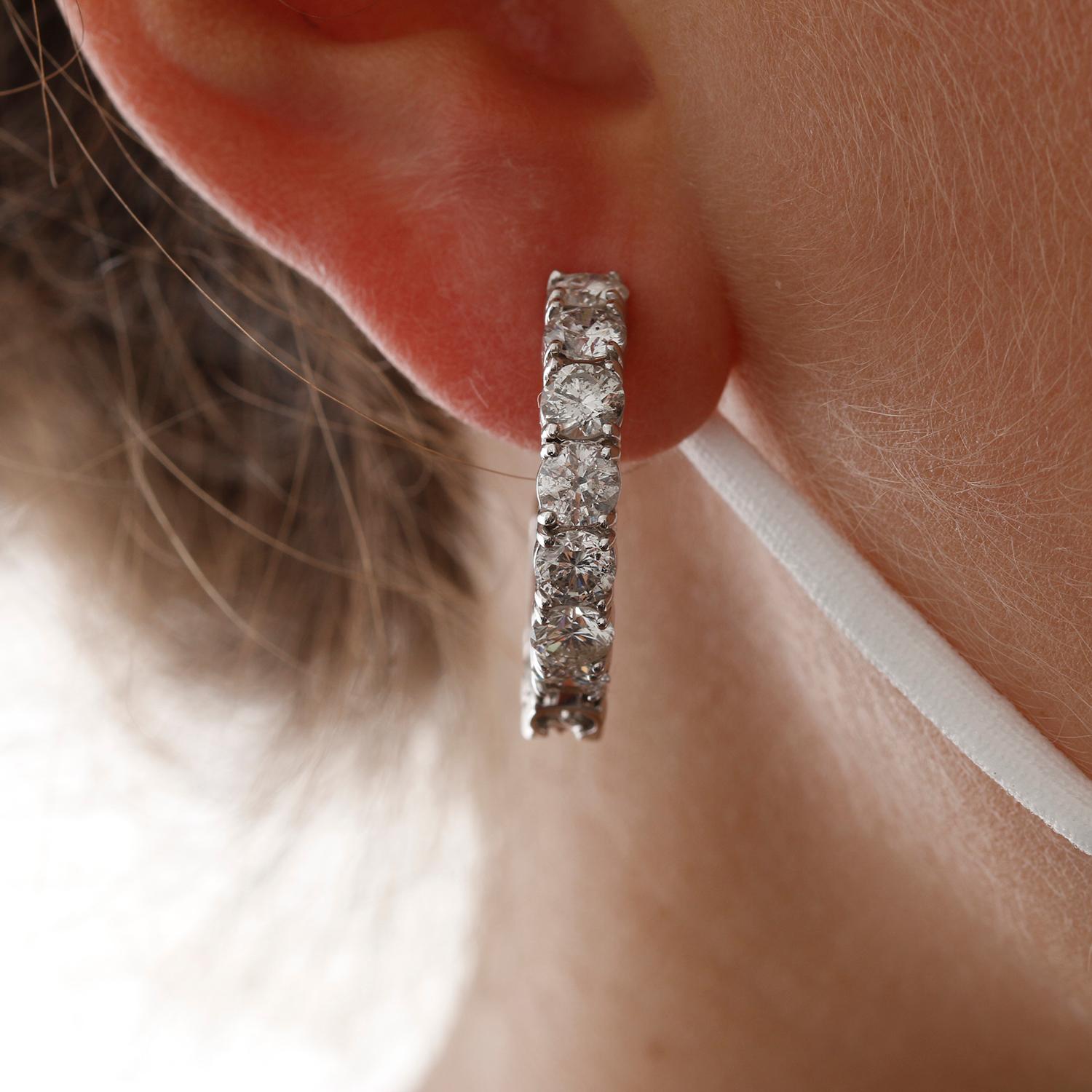 14 Karat Weißgold Diamant-Creolen 5,22 Karat Herren