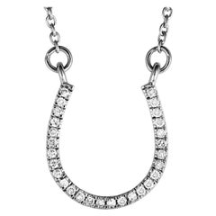 14 Karat White Gold Diamond Horseshoe Pendant Necklace