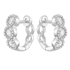 14K White Gold Diamond Huggie Earrings