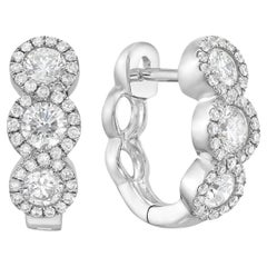 14K White Gold Diamond Huggie Earrings