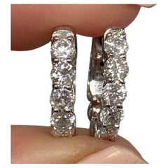 14k White Gold Diamond Huggy Earrings