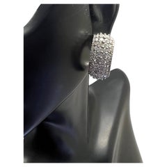 14k Weißgold Diamant-Ohrringe mit riesigen runden Diamanten