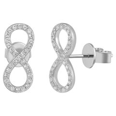 14K White Gold Diamond Infinity Stud Earrings