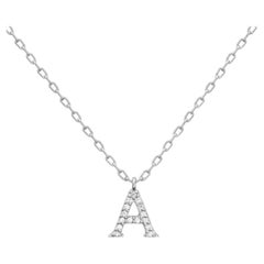 14K White Gold Diamond Initial A Pendant