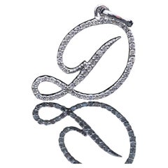 14K White Gold Diamond Initial D Pendant 0.32 Ct Pave Setting Necklace For Gift