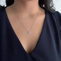14K White Gold Diamond Initial S Pendant