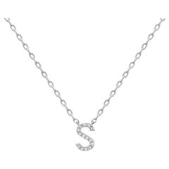 14K White Gold Diamond Initial S Pendant