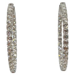 Boucles d'oreilles en or blanc 14K avec diamant Inside Out 4.00 CTW