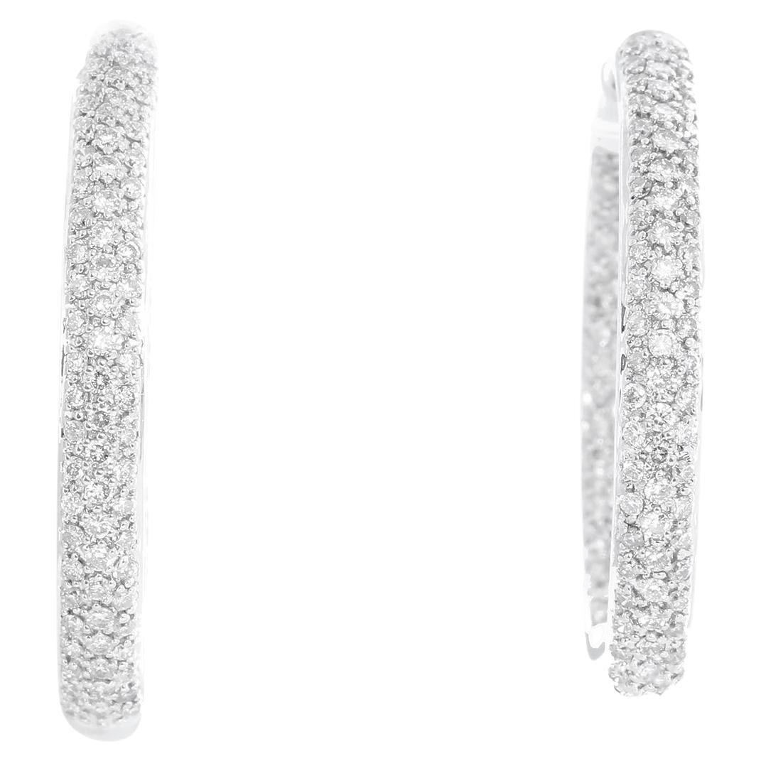 Boucles d'oreille en or blanc 14k avec diamant 1.6 Cts