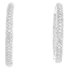 14k White Gold Diamond Inside-Out Hoops 1.6 Cts