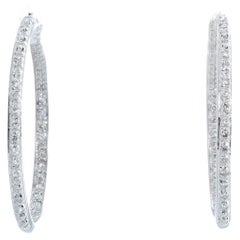 14k White Gold Diamond Inside-Out Hoops .7 Cts