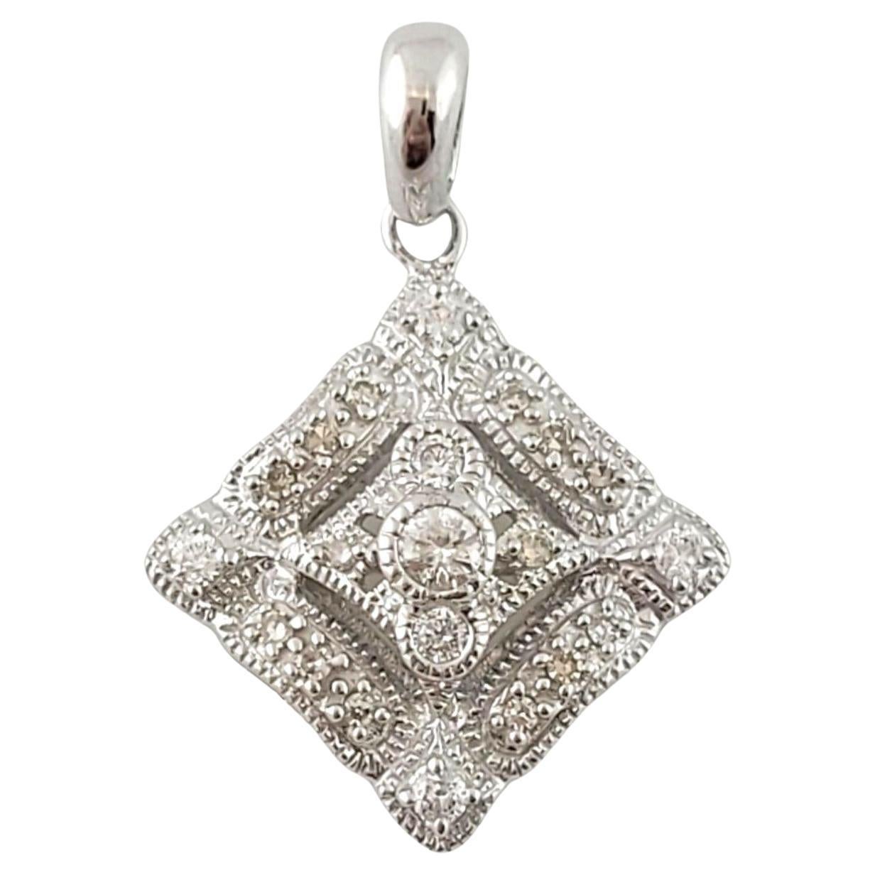 14K White Gold Diamond Kite Shape Pendant #14983 For Sale