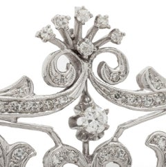 14K White Gold Diamond Lace & Spray Pin Pendant