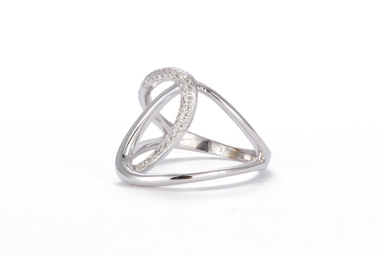 Modern 14 Karat White Gold and Diamond Ladies Fashion Ring