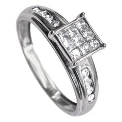 14 Karat White Gold and Diamond Ladies Ring