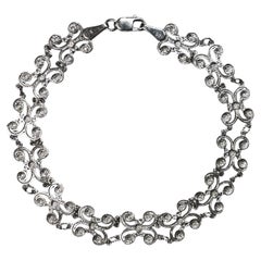 14k White Gold Diamond Laser Cut Open Work Bracelet 7.25 Inches