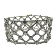 14K White Gold Diamond Lattice Bracelet - 7.25 inches